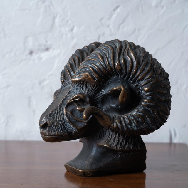 A Bronze Ram's Head, 20th Century For Sale - Image 11 of 14