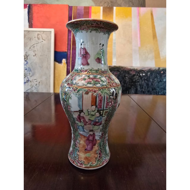 Green Antique Early 19th Century Chinese Porcelain Medallion Vase For Sale - Image 8 of 9