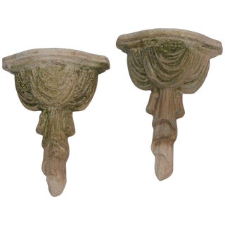 Vintage Pair of Draped Terracotta Mexican Sconces For Sale