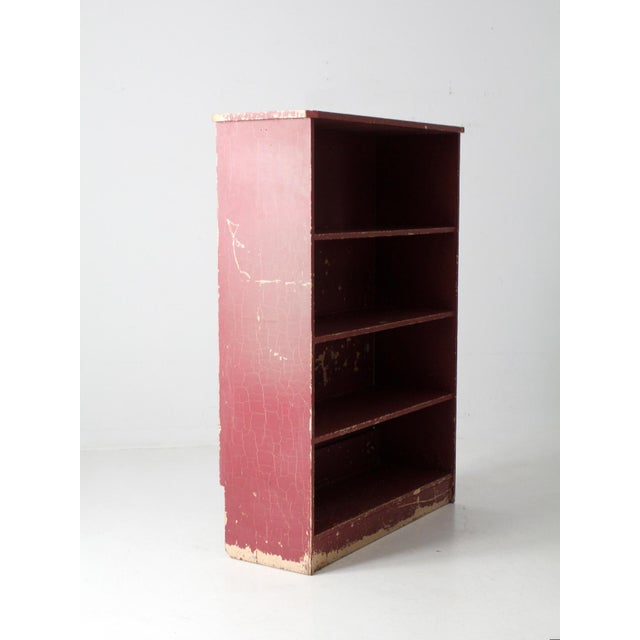 Red Antique Primitive Bookcase Shelf For Sale - Image 8 of 12