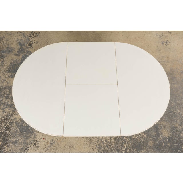 French Louis XVI Style Painted White Off-Round Extendable Dining Table For Sale - Image 13 of 18