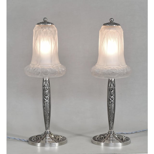 Art Deco French Art Deco Lamp by Lorrain Daum 1930s France - A Pair For Sale - Image 3 of 12
