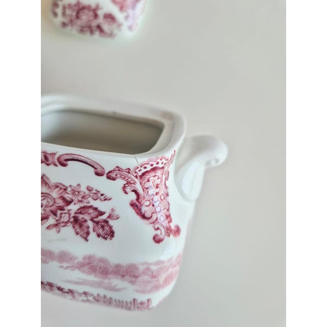 Vintage English Sugar Bowl and Creamer Set by Enoch Wedgwood, 1960s, Set of 2 For Sale - Image 4 of 8