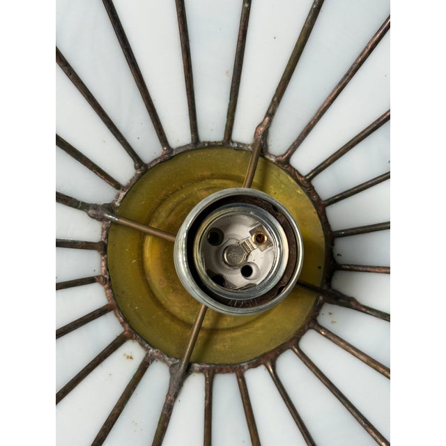 White Vintage Segmented Glass Pendant Lamp, 1970s For Sale - Image 8 of 11