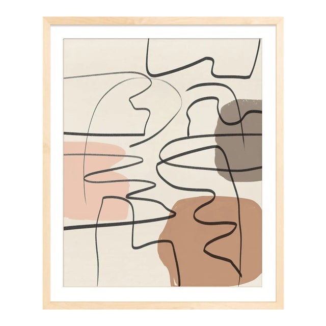Mid-Century Scandinavian Style Abstract in Muted Earth Tones Unframed Print For Sale