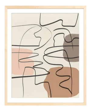 Mid-Century Scandinavian Style Abstract in Muted Earth Tones Unframed Print