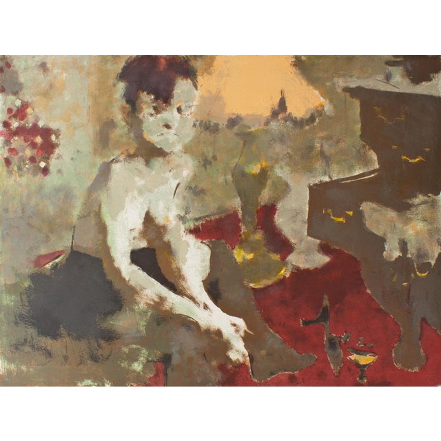 An artist's proof lithograph by the American artist Jack Levine (1915-2010). Titled Blue Angel, this print depicts in dark...