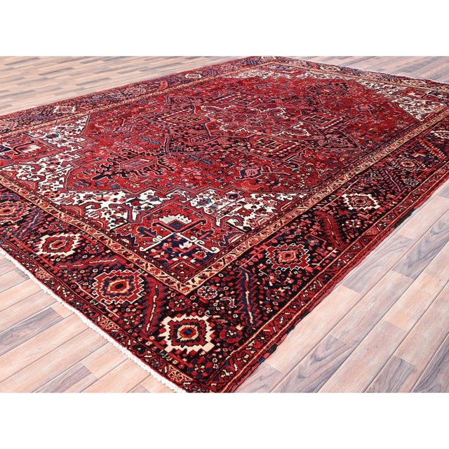 1960 Red Vintage Bohemian Persian Rug For Sale - Image 4 of 12