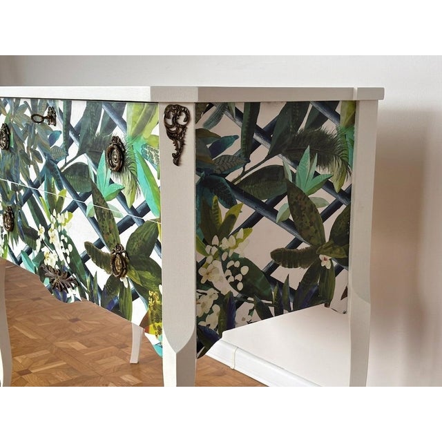 Gustavian Commode with Wallpaper from Christian Lacroix, 1950s For Sale - Image 6 of 10