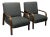 Custom Made Felix Lounge Chairs With Charcoal Performance Linen, Pair For Sale