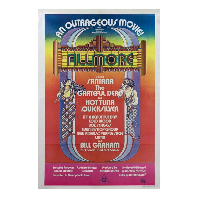 Fillmore Film Poster, USA/Australia, 1972 For Sale