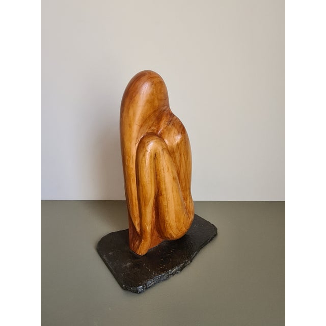 Mid-Century Minimalist Abstract Art Wooden Sculpture, 1970s For Sale - Image 6 of 11
