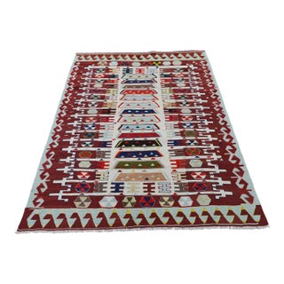 1980s Rustic Burgundy Oushak Kilim Rug For Sale