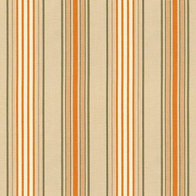 Sample - Schumacher Saratoga Cotton Stripe Fabric in Beige/Mocha/Pumpkin For Sale