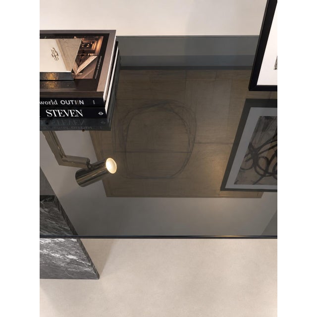 2020s Vintage Marble & Smoke Grey Glass Desk — One-of-a-Kind Studio Design For Sale - Image 5 of 6