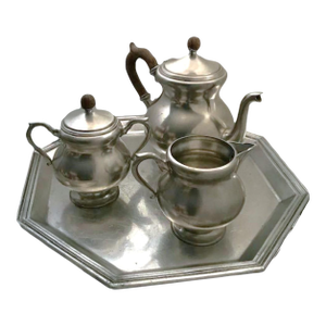 Vintage c.1960's Royal Holland KDM Daalderop Pewter 4 Piece Tea Set
