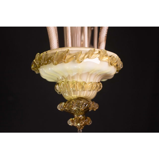 1950s Vintage Venetian Bicolor Chandelier, Murano Glass, 1950s For Sale - Image 5 of 11