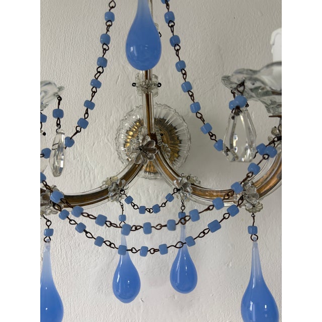 Purple 1920 French Periwinkle Lilac Purple Murano Drops and Beads Blown Glass Sconces For Sale - Image 8 of 8