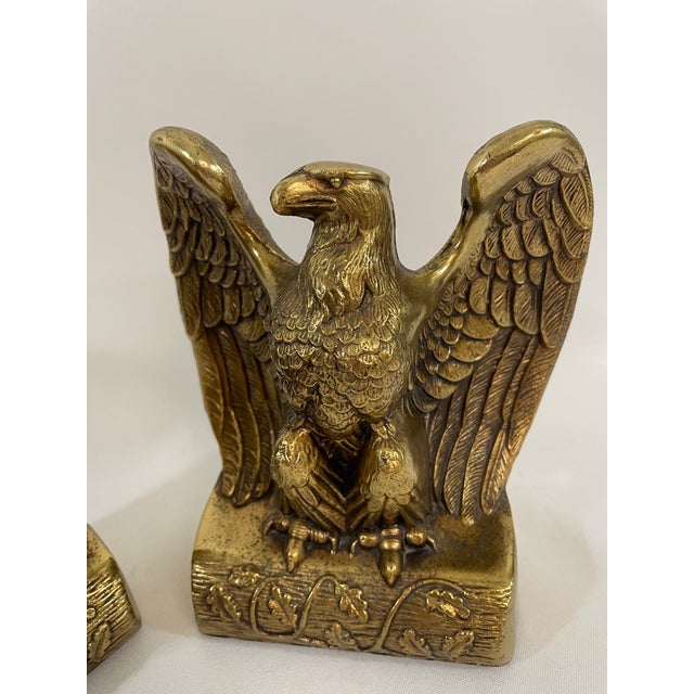 Mid 20th Century Brass Federal Style Eagle Bookends - A Pair For Sale - Image 11 of 18