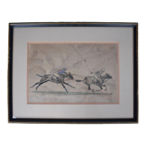 Dening Hooks Hitchcock 1927 International Polo Match at Meadow Brook Conte Drawing by Paul Brown