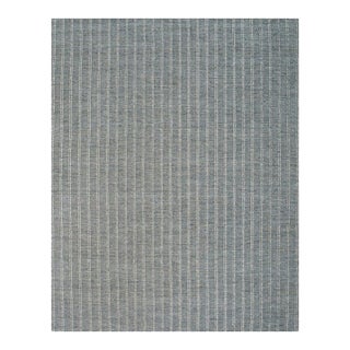 8x10 Gray Hand-Knotted Wool Subtle Vertical Stripes Geometric Modern Carpet Rug For Sale