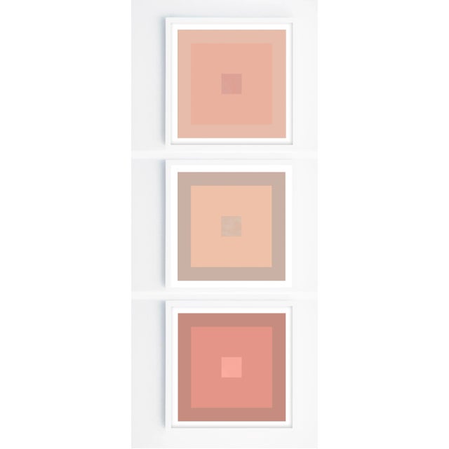 Minimal Geometric Color Study Prints Blush Nude Tones in White Frames - Set of 3 For Sale In Los Angeles - Image 6 of 6