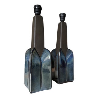 Stoneware Ceramic Table Lamps by Einar Johansen for Søholm Stentøj, 1970s, Set of 2 For Sale