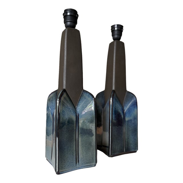 Stoneware Ceramic Table Lamps by Einar Johansen for Søholm Stentøj, 1970s, Set of 2 For Sale
