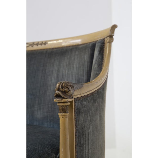 Wood Italian Velvet Sofa, 1890s For Sale - Image 7 of 14