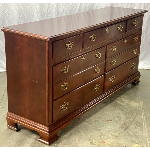 Vintage Cherry Stanley Furniture Chippendale Style 7 Drawer Dresser