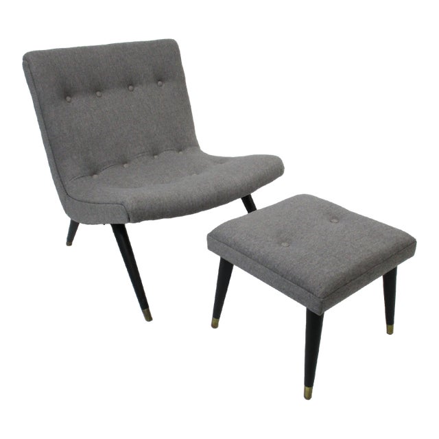 Lounge Chair and Ottoman in the Style of Milo Baughman For Sale