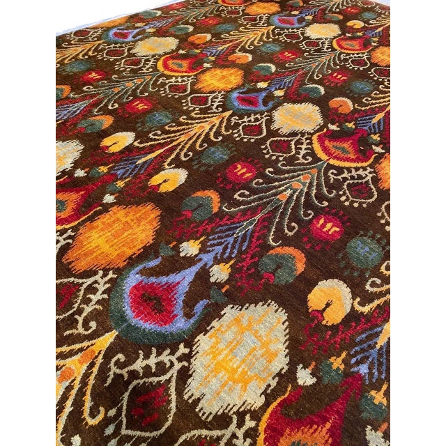 Textile 2020s Fine Hand Knotted Multi Color Ikat Design For Sale - Image 7 of 12