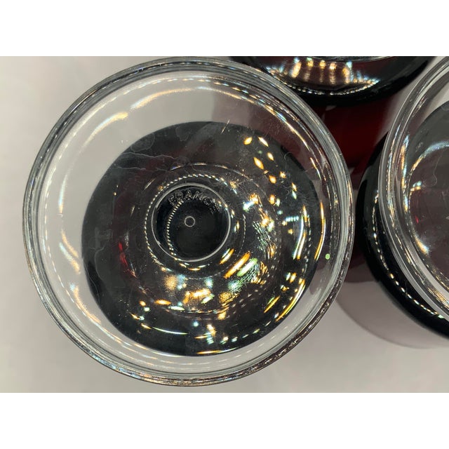 Red Arcoroc France Red Pedestal Stem Glasses For Sale - Image 8 of 9