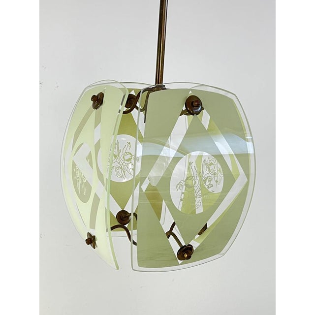 Curved Murano and Brass Murano Glass Chandelier, 1950s For Sale - Image 9 of 16