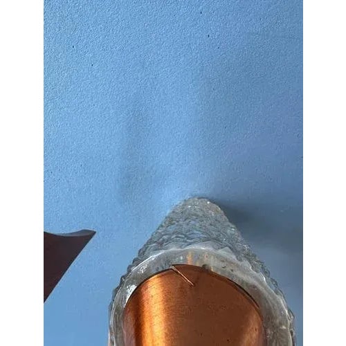 Vintage Teak Wood & Clear Glass Wall Sconce Lamp For Sale - Image 9 of 11