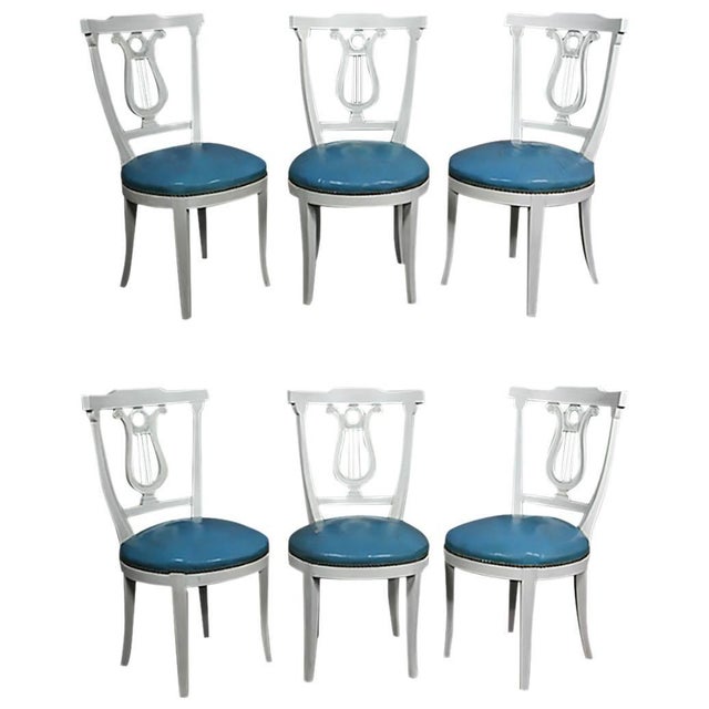 Set of Six Neoclassic Style Painted Dining Chairs For Sale In Boston - Image 6 of 6