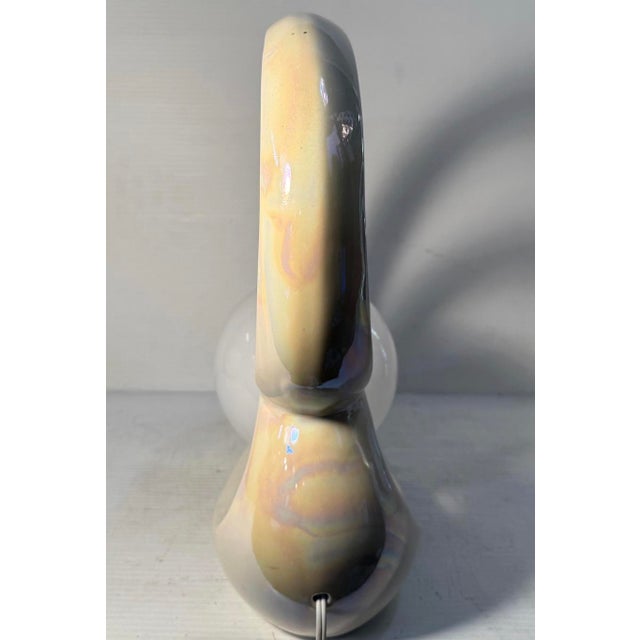 Glass Late 20th Century Pearlescent Art Deco Heart Lamps - a Pair For Sale - Image 7 of 9