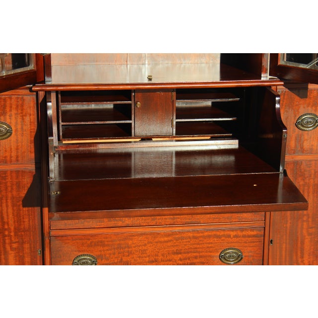 Mid-20th Century Maddox Mahogany Breakfront Cabinet With Butler’s Secretary Desk For Sale - Image 9 of 18