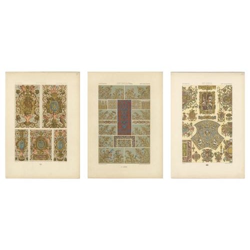 Paper Albert Racinet, Renaissance Ornament Plates, 1873, Lithograph, Set of 3 For Sale - Image 7 of 9