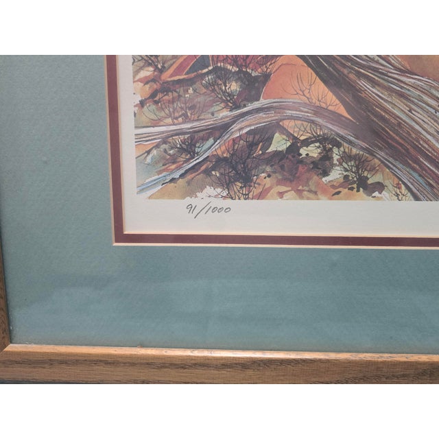 Rustic 1990s Jerald Bishop Southwestern Lithograph 91/1,000 Professionally Framed For Sale - Image 3 of 5