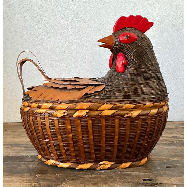 Chocolate Vintage Shanghai Weave Chicken Basket For Sale - Image 8 of 12
