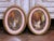 Pair Mid-Century French Painted Genre Scene Oval Glass Pendants in Gilt Frames For Sale - Image 9 of 11