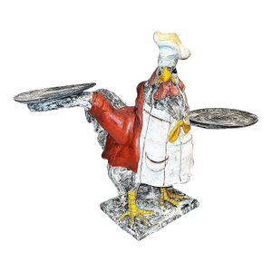 1990s Funky Rooster Chef as Waiter After Bill Huebbe Figurine