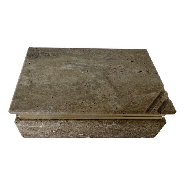 1980s Vintage Italian Travertine Jewelry Box in the Style of Fratelli Mannelli For Sale