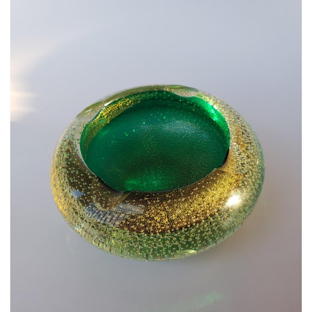 Glass 1940s Flavio Poli Seguso Murano Glass Sommerso Bullicante Bowl Ashtray For Sale - Image 7 of 15