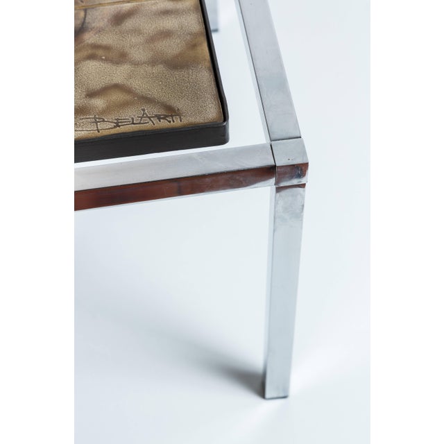 Metal 1970's Mid-Century Modern Juliette Belarti Chrome & Ceramic Coffee Table For Sale - Image 7 of 9