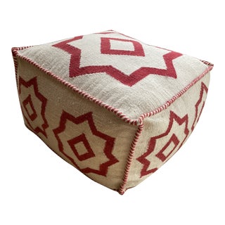 Turkish Wool Ottoman Pouf For Sale