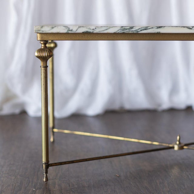 Brass Vintage Brass and Marble Rectangle Coffee Table For Sale - Image 8 of 12