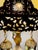 Mid 20th Century Monumental Vintage Jeweled Slag Glass & Filigree Table Lamp With Three Hanging Lanterns, 44" For Sale - Image 5 of 7