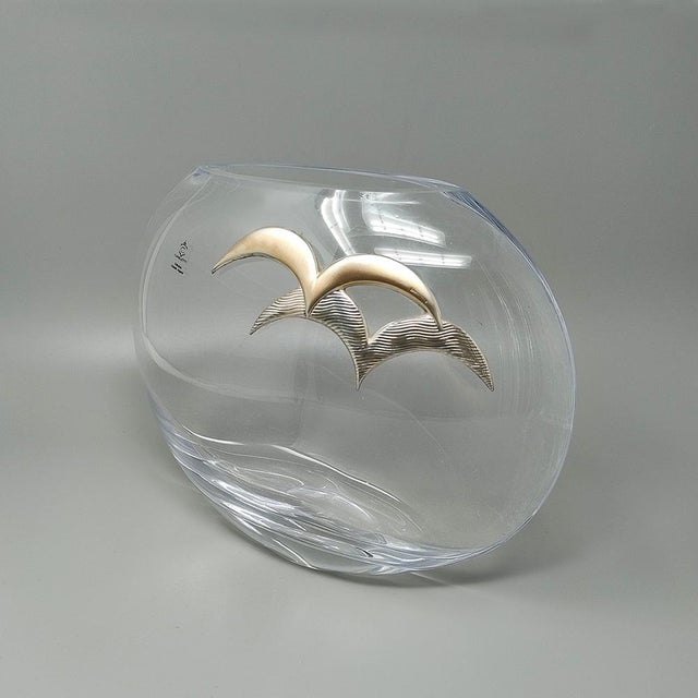 Mid-Century Modern Vase in Crystal and Silver by Camilletti, 1970s For Sale - Image 3 of 8